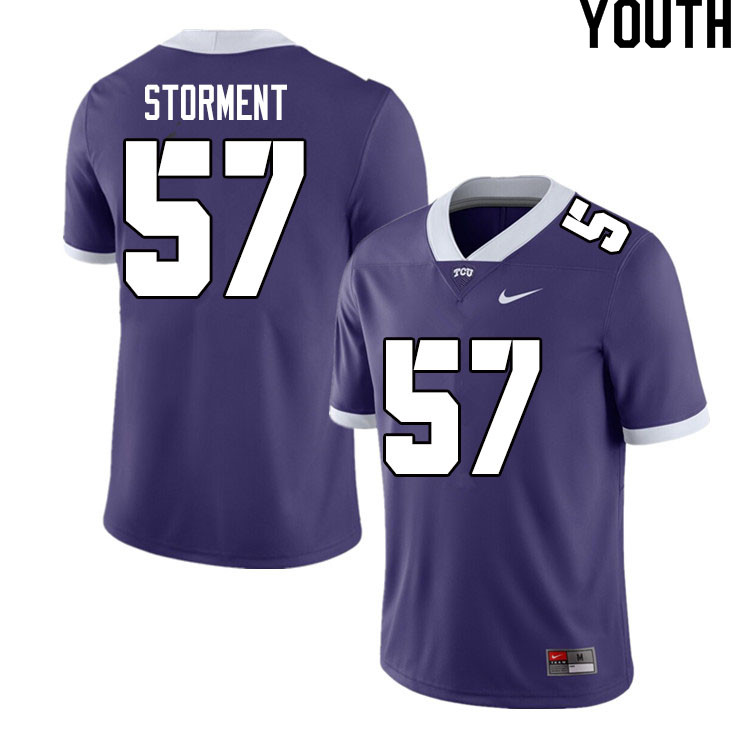 Youth #57 T.J. Storment TCU Horned Frogs College Football Jerseys Sale-Purple